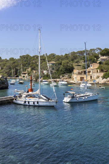 Bay of Cala Figuera on Majorca with sailing boats holiday by the sea trip in Cala Figuera, Spain