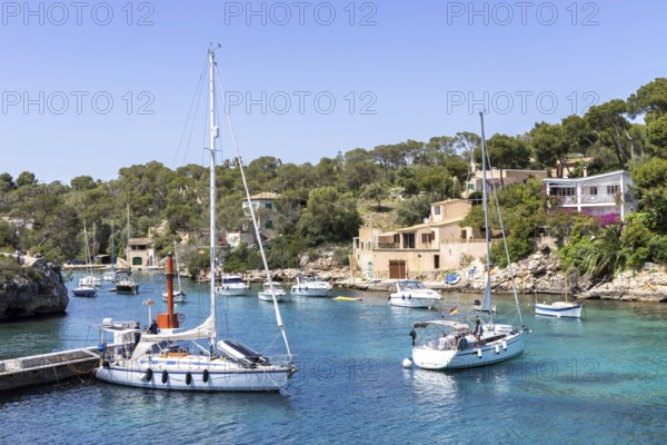 Bay of Cala Figuera on Majorca with sailing boats holiday by the sea trip in Cala Figuera, Spain