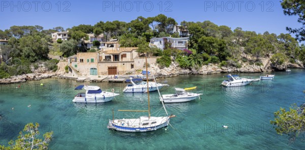 Bay of Cala Figuera on Majorca with boats holiday by the sea travel panorama in Cala Figuera, Spain