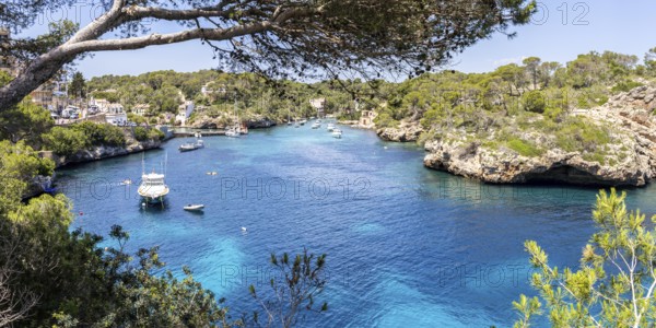 Bay of Cala Figuera on Majorca with sailboats panoramic holiday by the sea trip in Cala Figuera, Spain