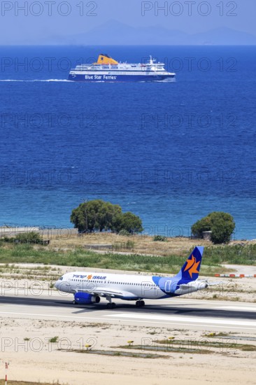 An Israir Airbus A320 aircraft with the registration 4X-ABX at Rhodes Airport, Greece