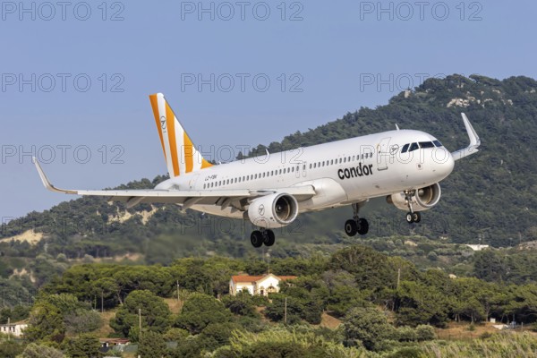 A Condor Airbus A320 aircraft with the registration LZ-FBK at Rhodes Airport, Greece