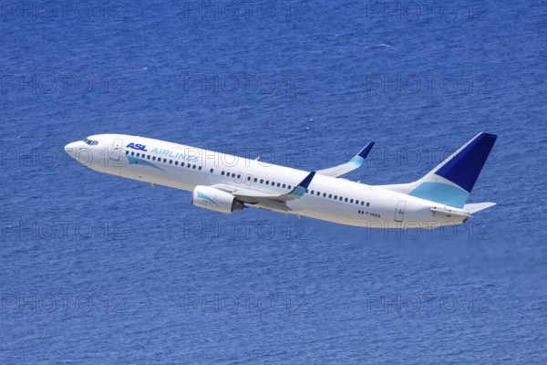 An ASL Airlines Boeing 737-800 aircraft with the registration F-HIXA at Rhodes Airport, Greece