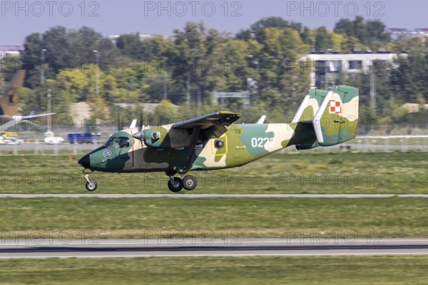 Poland Air Force PZL-Mielec military aircraft with licence plate 0222 at the airport in Warsaw, Poland