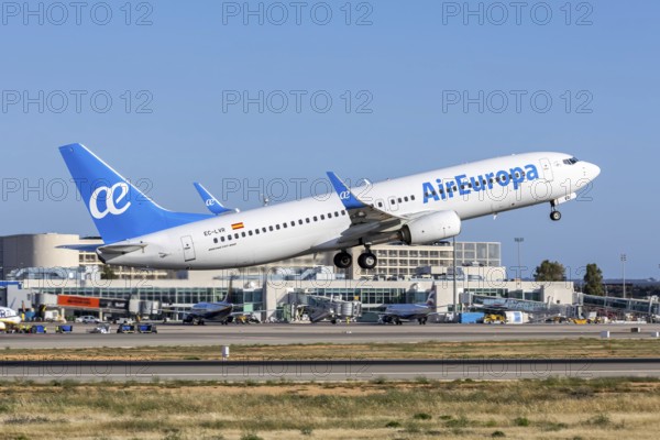 An Air Europa Boeing 737-800 aircraft with registration EC-LVR at Palma de Majorca Airport, Spain