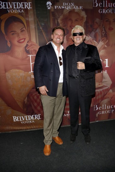 Adriano Heß and Heino at the exclusive terrace opening of Casa Bellucci in Berlin on 16 July 2025