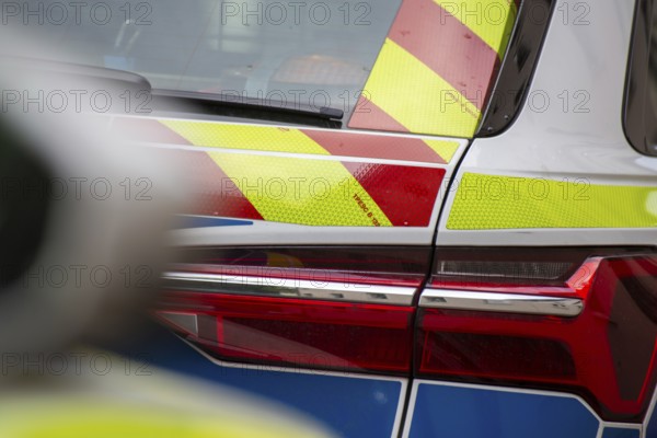 Close-up of a police car as a symbolic image for a police operation