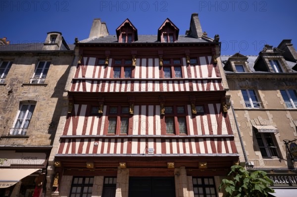 Old half-timbered house, old town, Bayeux, Normandy, Calvados, France
