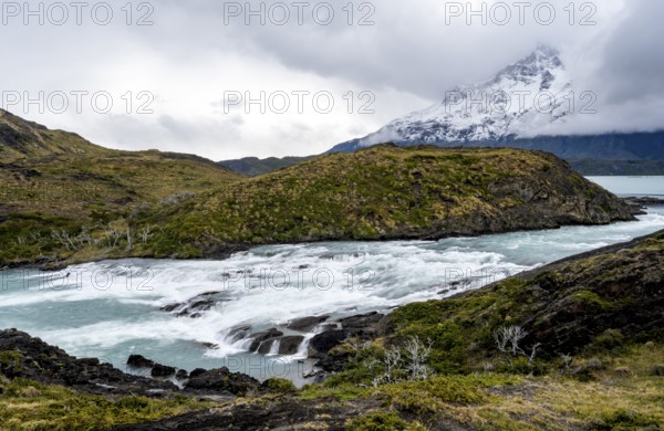 Watercourse at the Salto Grande waterfall, Torres del Paine National Park, Chile