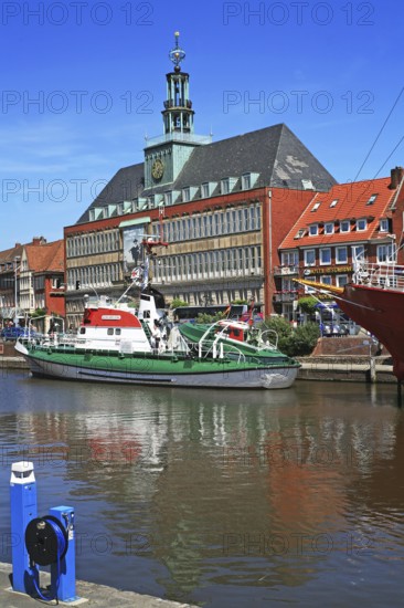 Ratsdelft, museum cruiser Georg Breusing, town hall, Emden, Germany