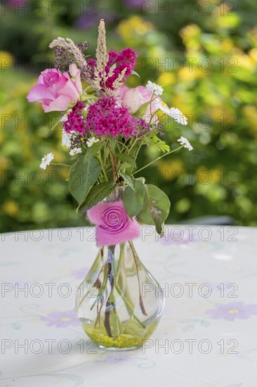 Small bouquet with garden flowers, North Rhine-Westphalia, Germany