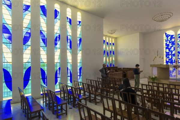 Interior view of the chapel, Chapelle du Rosaire de Vence, Chapelle Matisse, artist Henri Matisse, Vence, Provence Alpes Côte d'Azur, South of France, France