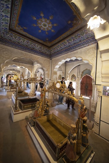 Children's palanquins in the Mehrangarh or Meherangarh fort, Jodhpur, Rajasthan, India
