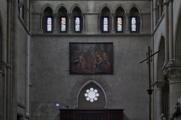Sacred painting, interior, Cathedral Église Notre-Dame, Épernay, Champagne, Marne, France