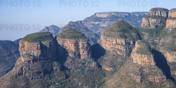 Blyde River Canyon with Three Rondawels peak, view of canyon and table mountains, canyon landscape, Three Rondavels Viewpoint, Panorama Route, Mpumalanga, South Africa