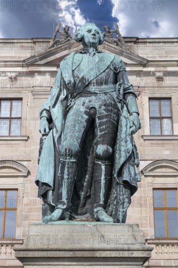 Sculpture of Friedrich Margrave of Brandenburg, founder of Erlangen University, Schlossplatz, Erlangen, Middle Franconia, Bavaria