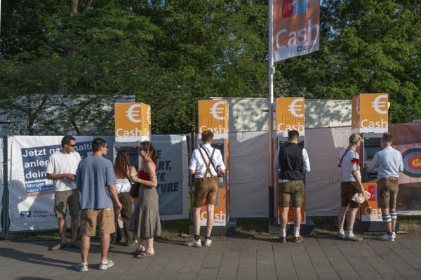 Specially installed ATM for the Erlangen Bergkirchweih, traditional twelve-day folk festival, Erlangen, Middle Franconia, Bavaria, Germany