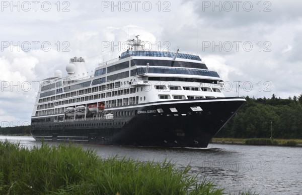 MS AZAMARA JOURNEY, cruise ship AZAMARA JOURNEY sailing in the Kiel Canal, NOK, Kiel Canal, Kielkanal, Schleswig-Holstein, Germany