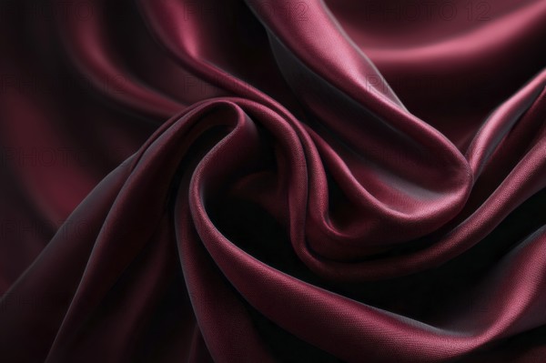 Black dark deep red burgundy cherry maroon crimson abstract background. Silk satin velvet fabric. Drapery, AI generated