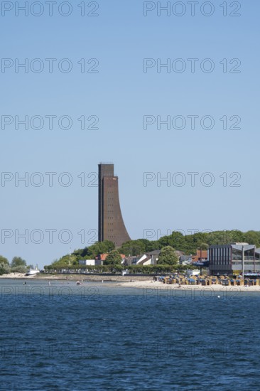 Naval memorial, beach, Laboe, Baltic seaside resort, fjord, Baltic Sea, North Frisia, Schleswig-Holstein, Germany