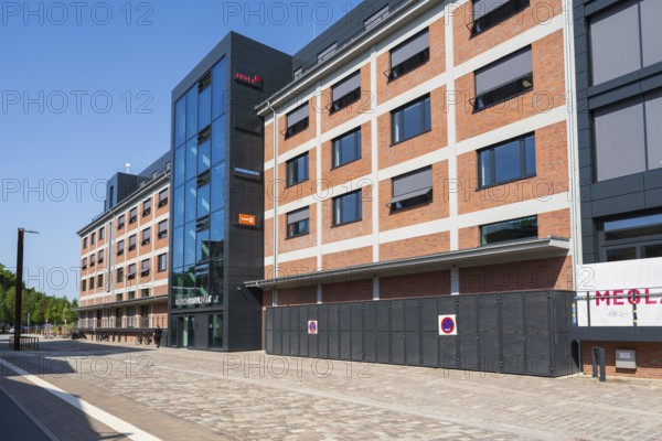 Lensing Media Port, glass facade, Speicherstraße, harbour, Dortmund, Ruhr area, North Rhine-Westphalia, Germany