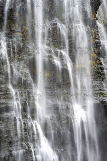 Water flowing down rocks, detail of a waterfall, Lisbon Falls, long exposure, near Graskop, Mpumalanga, South Africa