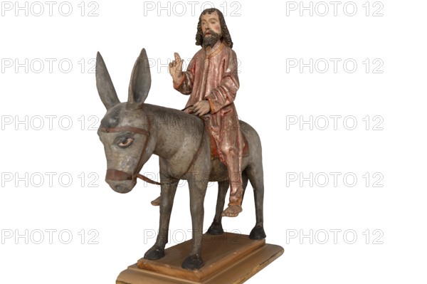 Palmesel in St Briccius Church, on a white background, Wurmlingen, Tuttlingen district, Baden-Württemberg, Germany