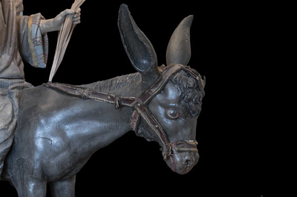 Palm donkey, created in 1767, detail of the donkey, Städtisches Museum, Krummebergstr. 30, Überlingen, Baden-Württemberg, Germany