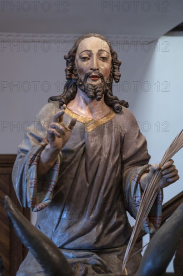 Palmesel, created in 1767, detail of Jesus, Städtisches Museum, Krummebergstr. 30, Überlingen, Baden-Württemberg, Germany