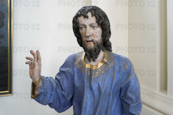 Figure of Christ, detail of the palm donkey, around 1490, St John's parish church, Biberacher Str. 6, Ummendorf, district of Biberach, Baden-Württemberg, Germany