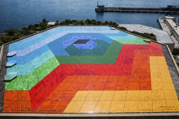 Roof of the auditorium, mosaic, artist Victor VASARELY, Monte Carlo, Cote d'Azur, Monaco