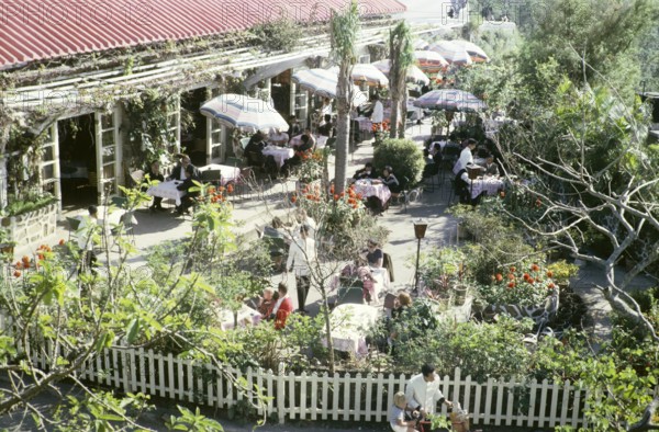Looking down on people at the The Peak Lookout restaurant, The Peak, Hong Kong, Asia, 1965