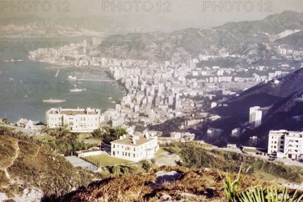 View from the Peak to Causeway Bay, Victoria, Hong Kong, Asia, 1965