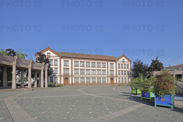 New town hall built in 1879 and arcade, parade ground, Pirmasens, Rhineland-Palatinate, Germany
