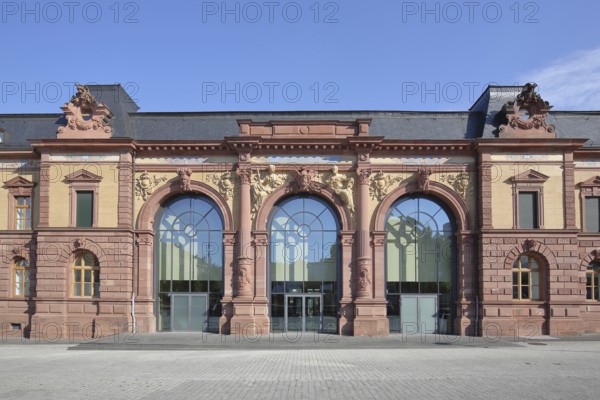 Portal of the Old Post Office built in 1893, Neo-Renaissance, entrance with decorations, Old Post Office, Pirmasens, Rhineland-Palatinate, Germany