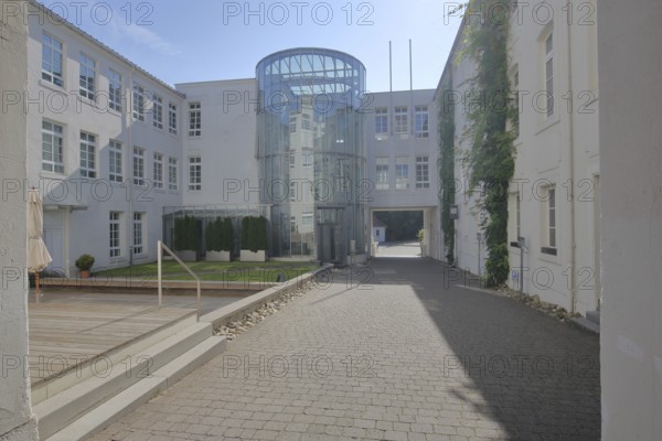 Inner courtyard of Neuffer am Park, former shoe factory, historical shoe industry, industry, shoe production, production, Pirmasens, Rhineland-Palatinate, Germany