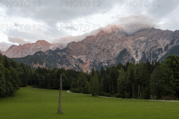Kamnik-Savinja Alps, Alpenglow, Zgornje Jezersko, Slovenia