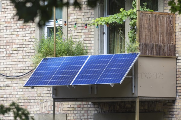 Balcony power plant on a building in Stuttgart, Baden-Württemberg, Germany