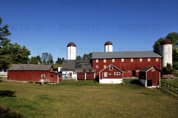 American farm, blue sky, Marksboro, New Jersey, USA