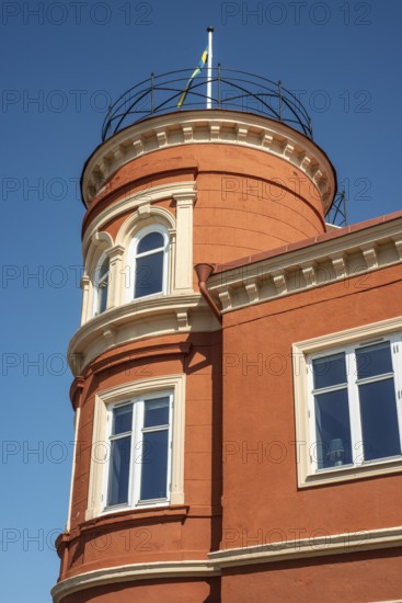 Apartment house with tower, built in 1898, in Ystad, Skåne County, Sweden, Scandinavia