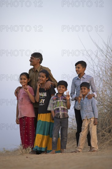 Indian desert dwellers in the Thar Desert or Great Indian Desert, near Jaisalmer, Rajasthan, India