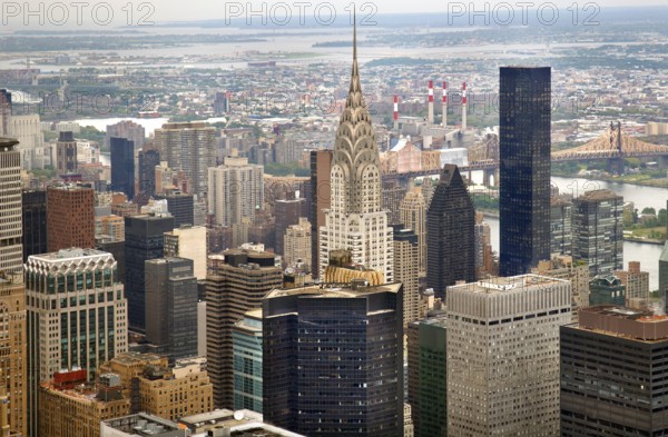 Crysler Buiding with view from the Empire State Building in the rain, New York City, USA