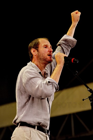 Marco Michael Wanda, singer, from WANDA live on SCHÖN BEI DIR LIVE 2025-Tour in the Berlin Citadel on 12 July 2025