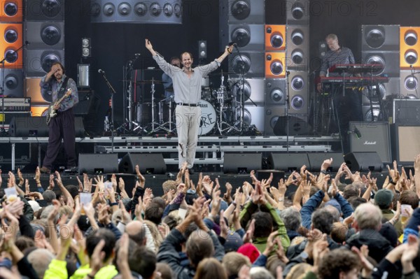 Michael Marco Fitzthum aka Marco Michael Wanda, Singer, Guitarist, Wanda, Rock/Pop Band, Austria, Schön bei dir Live 2025 Tour, open air at the Citadel Music Festival, 12 July 2025, Zitadelle Spandau, Berlin, Germany, sold out, Overview Stage < english> Wanda, Rock/Pop Band, Austria, Schön bei dir Live 2025 Tour, open air at the Citadel Music Festival, July 12, 2025, Spandau Citadel, Berlin, Germany