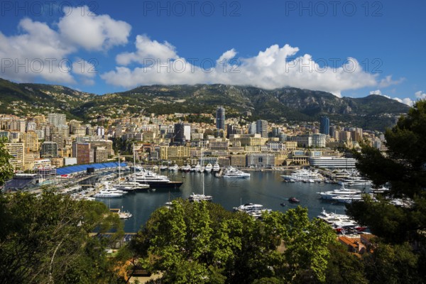Panorama, Skyline with skyscrapers by the sea, Monte Carlo, Cote d'Azur, Monaco