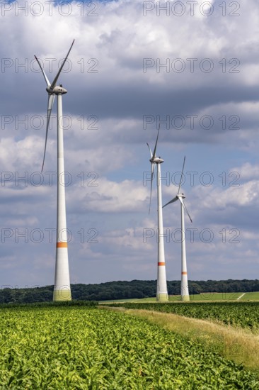 Rheurdt wind farm, south of Ismus, 3 Enercon E-115 wind turbines, North Rhine-Westphalia, Germany
