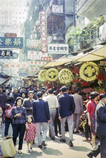 Captioned as 'Chinese street scene', Victoria, Hong Kong, Asia 1964