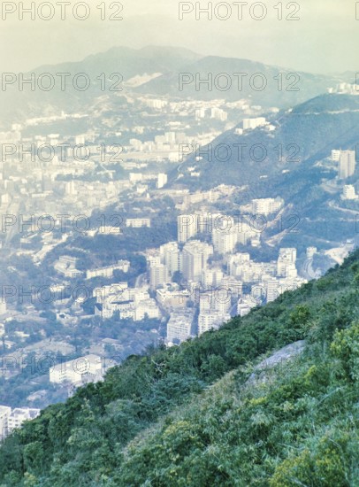 View from the Peak over Happy Valley, Victoria, Hong Kong, Asia, 1964
