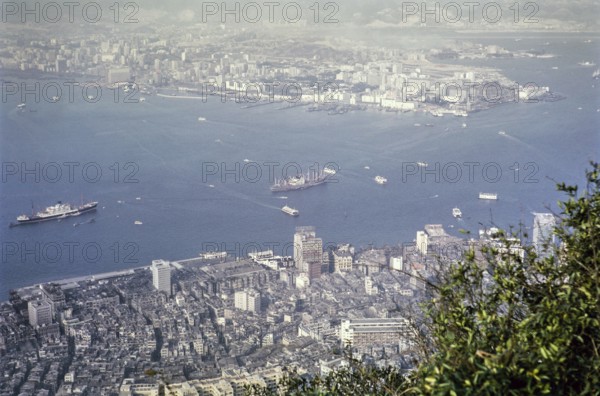 View from the Peak to Tsim Tea Tsui, Hong Kong, Asia, 1964