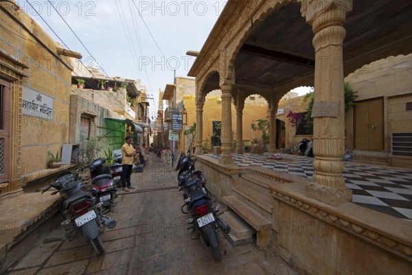 Traditional alley in the fortress of Jaisalmer, Rajasthan, India